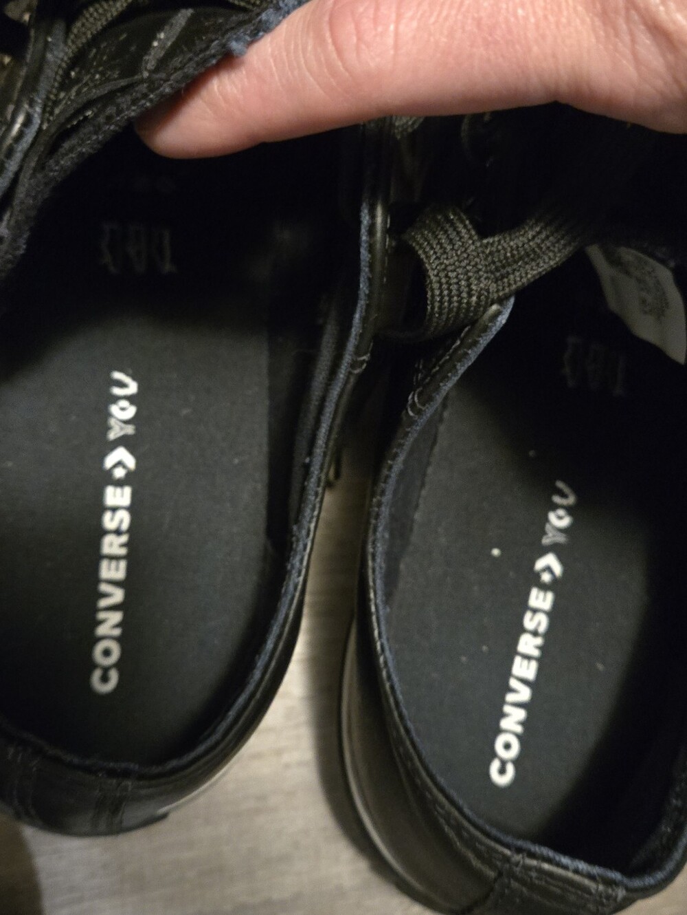 Converse By You Custom Black Leather Low Top Sneakers - Men's 12 / Women's 14 - Picture 7 of 13